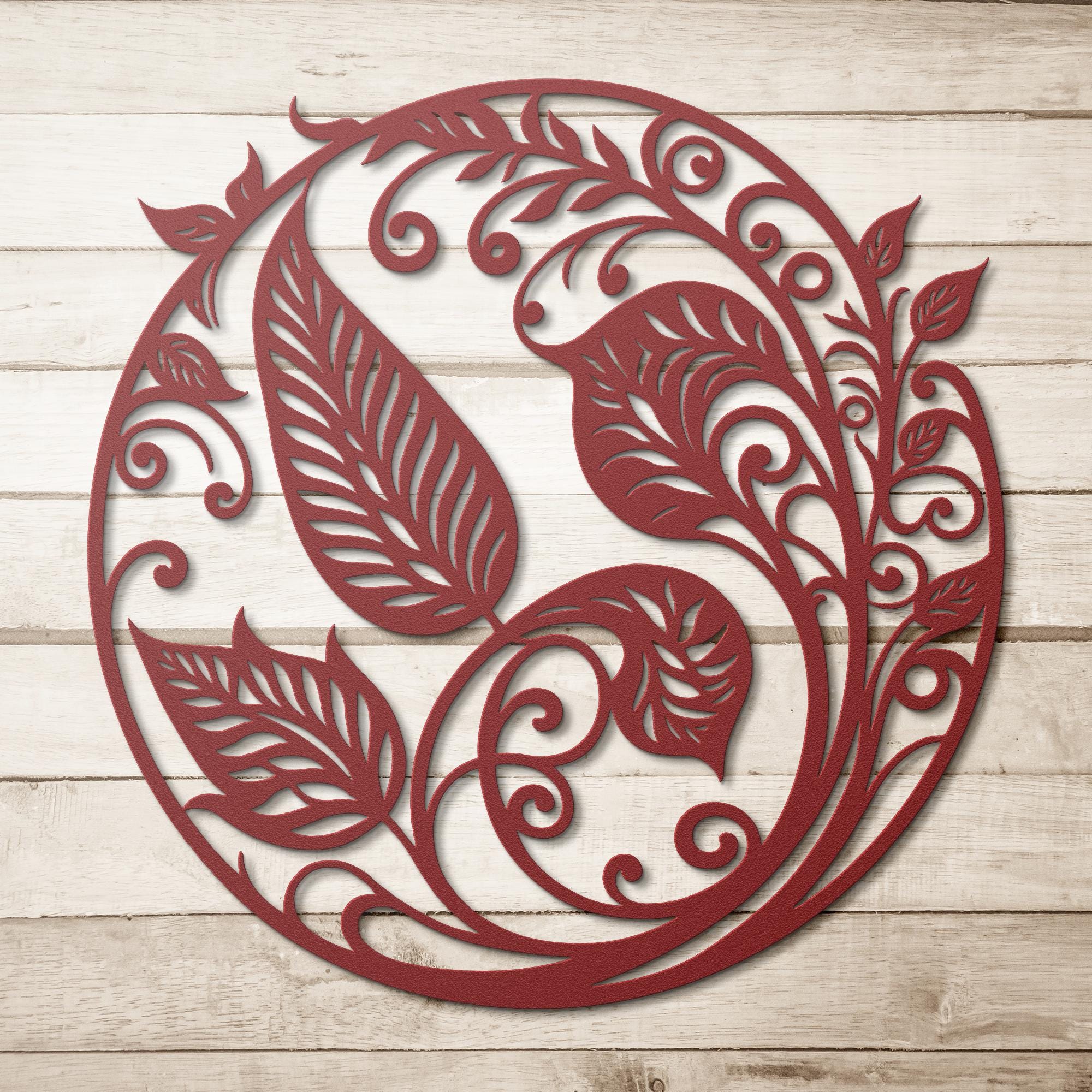 Circular Fern Leaf Metal Art | Ornate Botanical Die-Cut Sign | Mandala Nature Decor | Intricate Scrollwork Wall Hanging