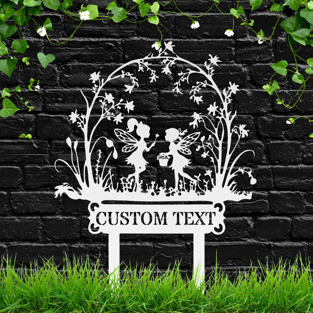 Personalized Fairy Garden Sign - Custom Text Flower Bed Sign | Whimsical Metal Art