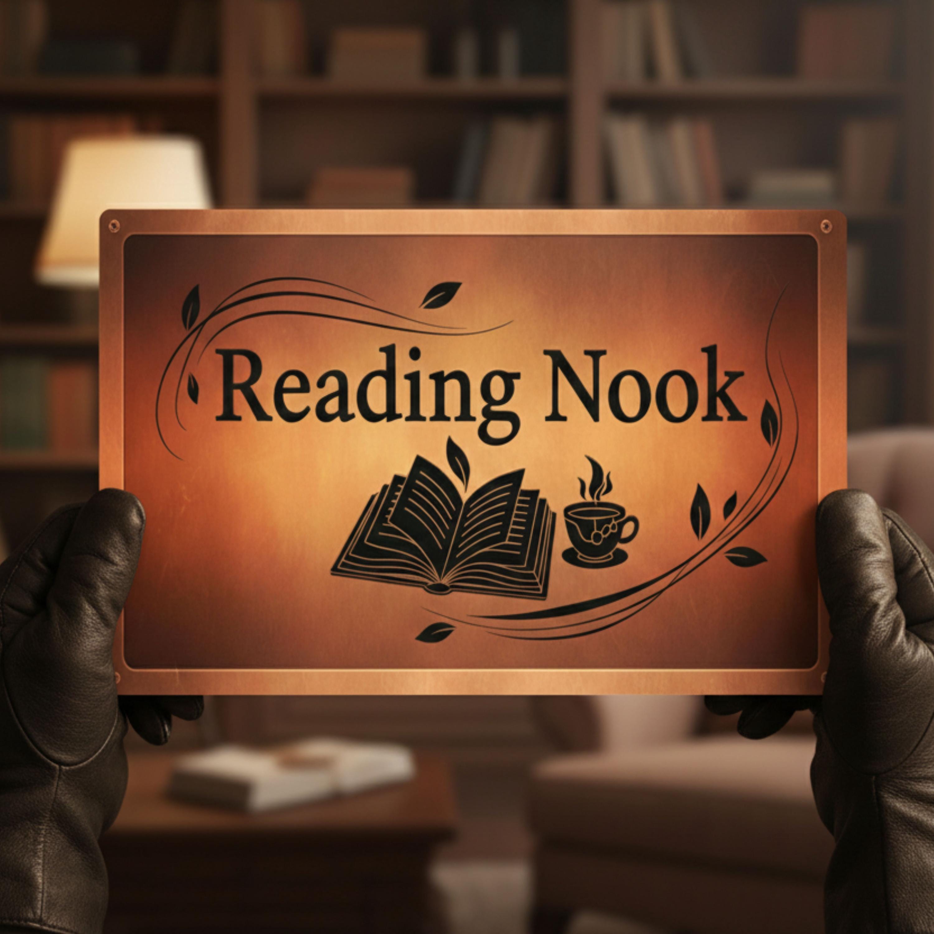 Reading Nook Metal Sign | Cozy Library Decor | Book Lover Gift | Vintage Study Wall Art | Tea Coffee Plaque | Literary Tin Sign