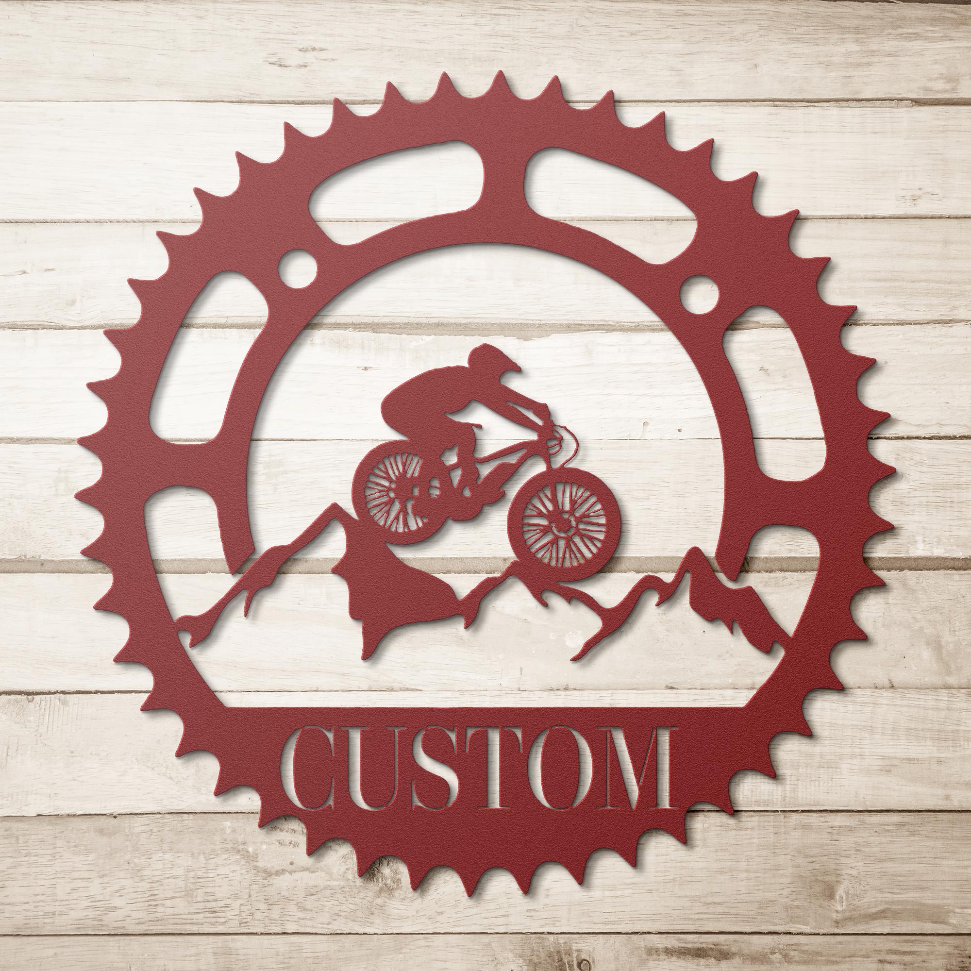 Custom Biker Metal Sign – Mountain Bike Art | Personalized Sports Sign & Garage Decor