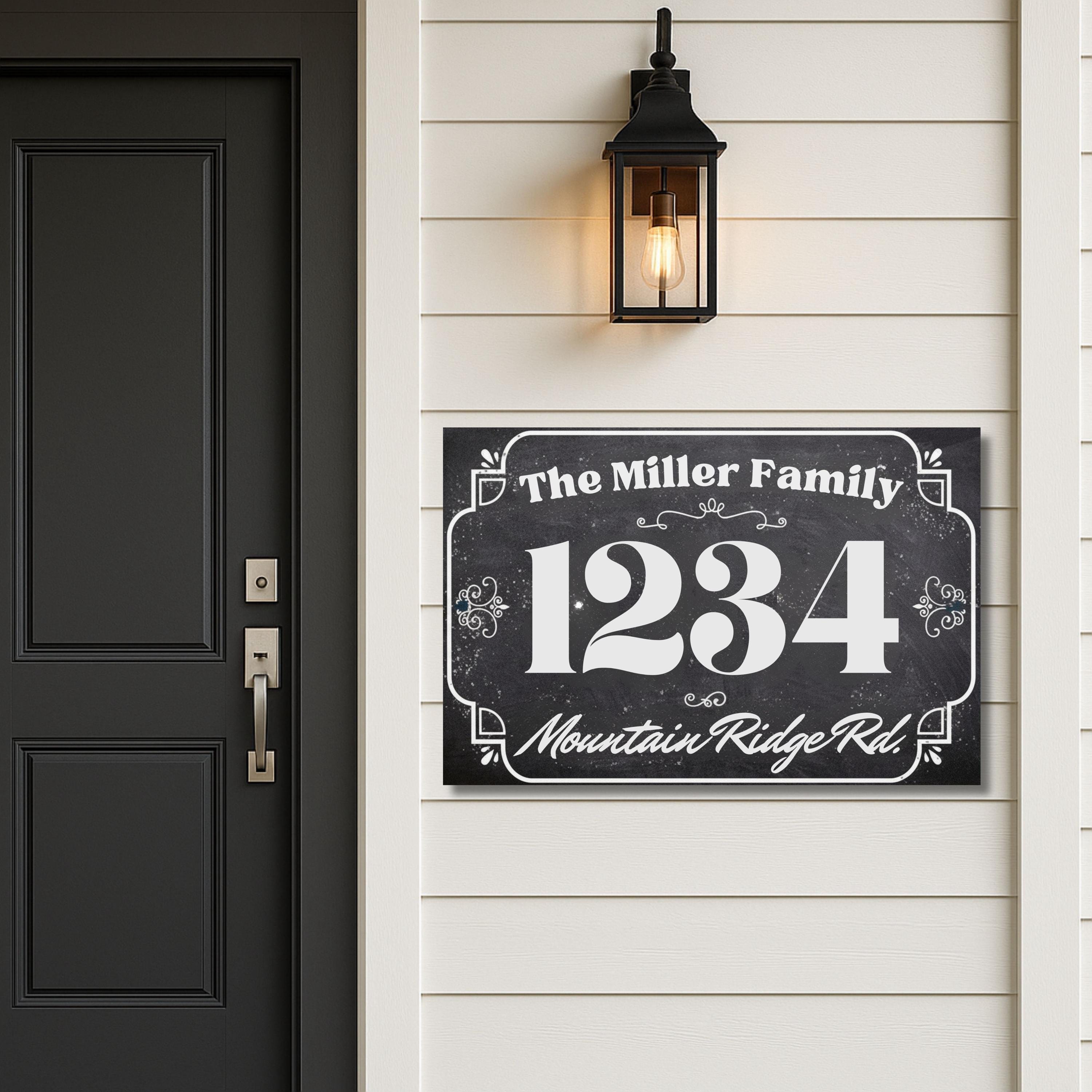 Personalized Chalkboard Sign | Custom Metal Plaque With Family Name & House Number Plate