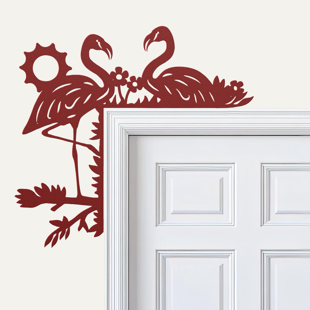 Flamingo Metal Door Corner Sign, Tropical Bird Decor, Summer Wall Art, Pink Flamingo