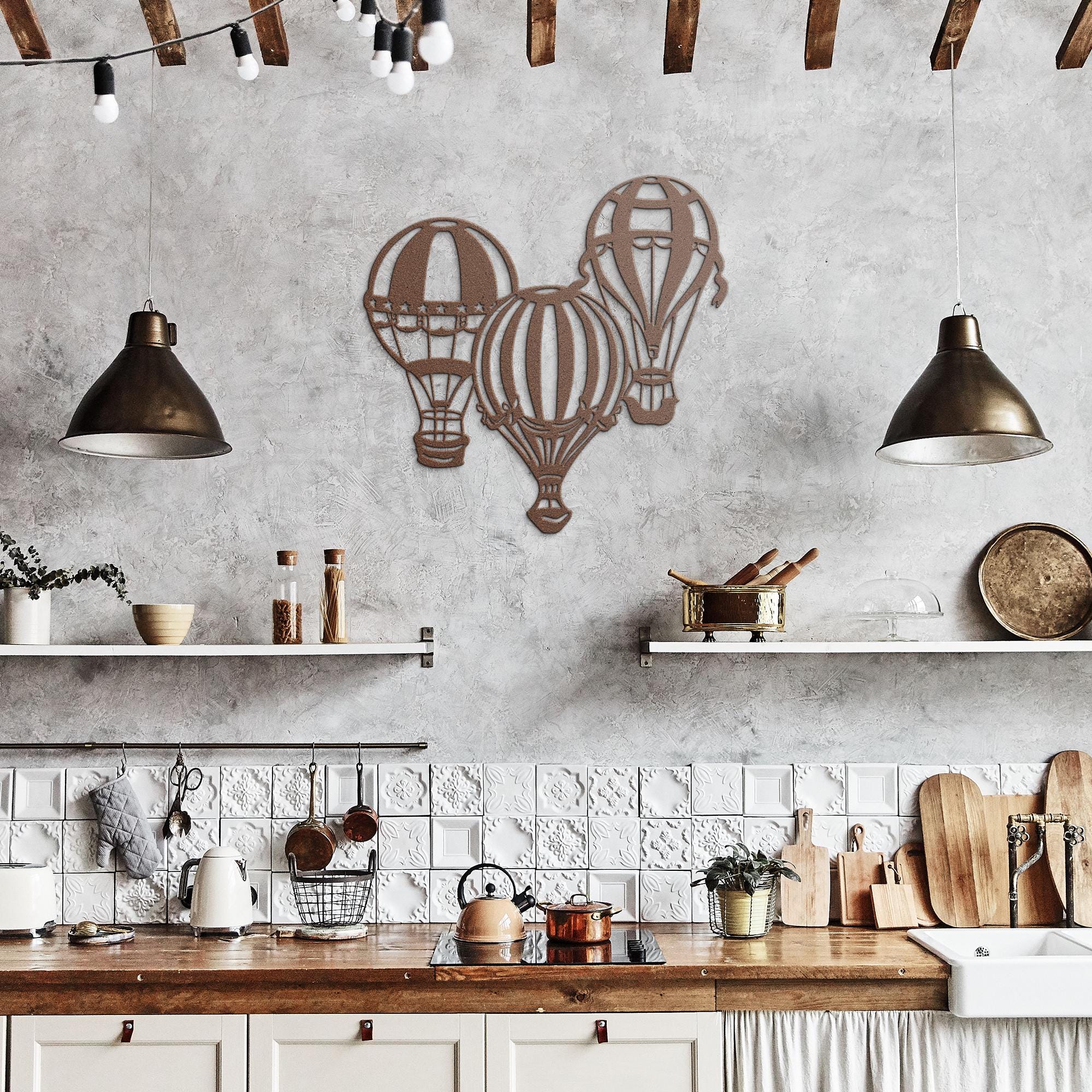 Hot Air Balloon Metal Wall Art, Vintage Nursery Decor, Travel Theme Sign, Kids Room Art