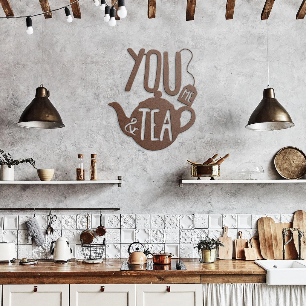 Metal Tea Sign – Cozy Beverage Art | Teapot Silhouette Kitchen Wall Art