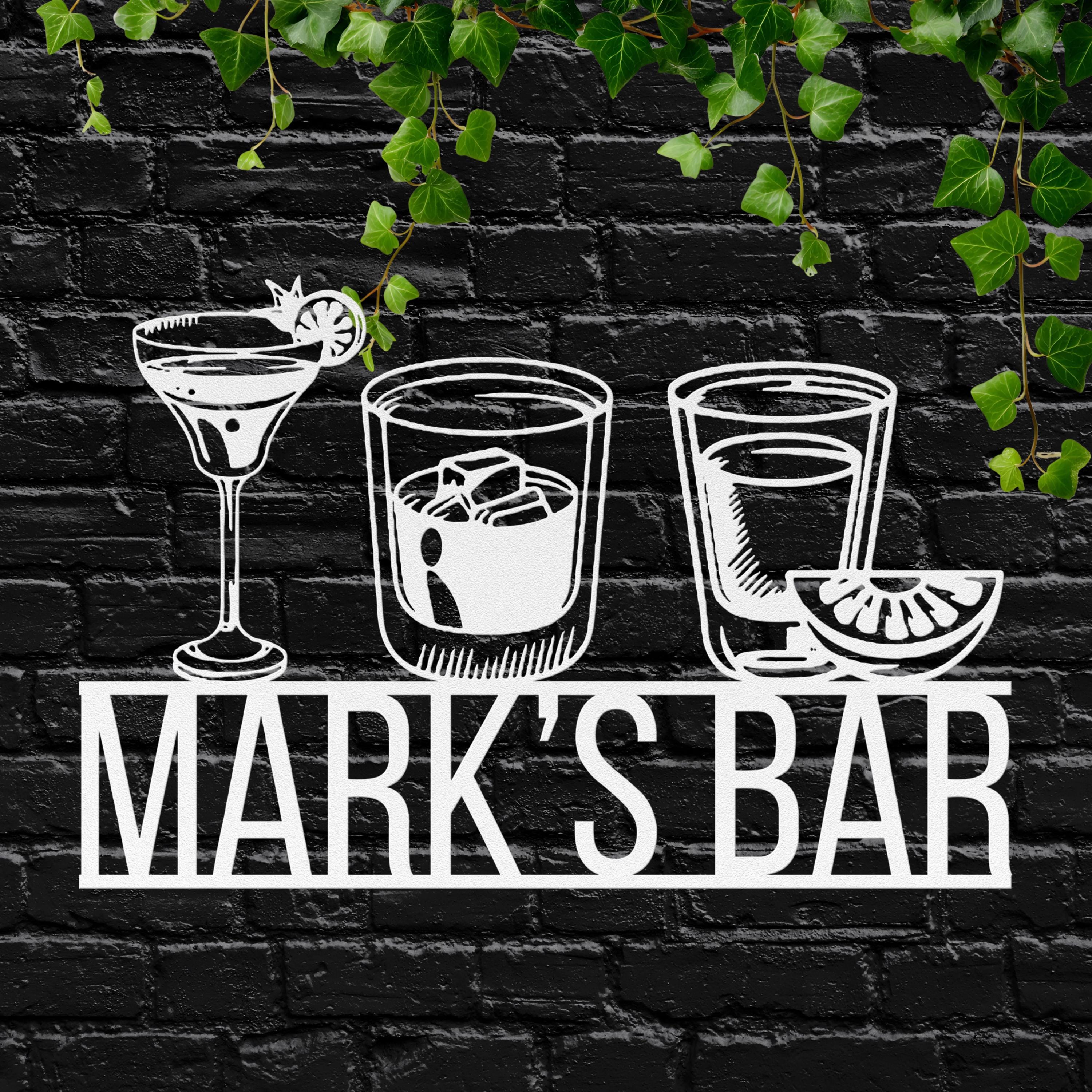 Personalized Bar Metal Sign | Custom Home Bar Wall Decor | Cocktail Drinks Man Cave Gift