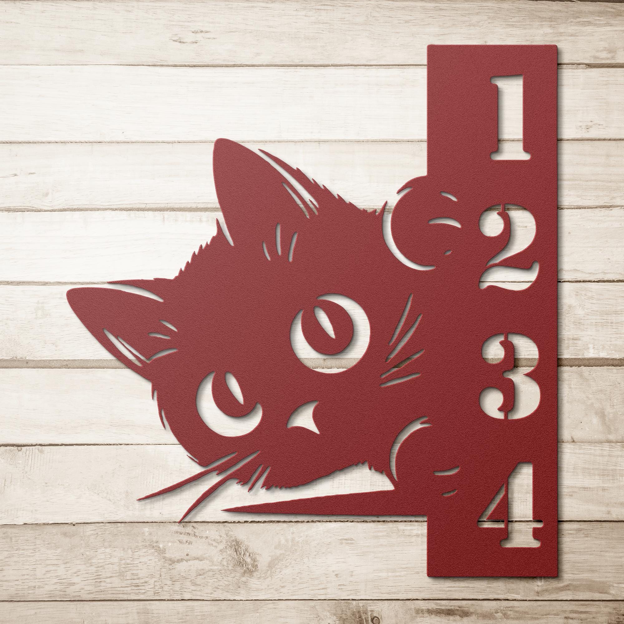 Personalized Cat Address Sign, Peeking Kitty Metal Wall Art