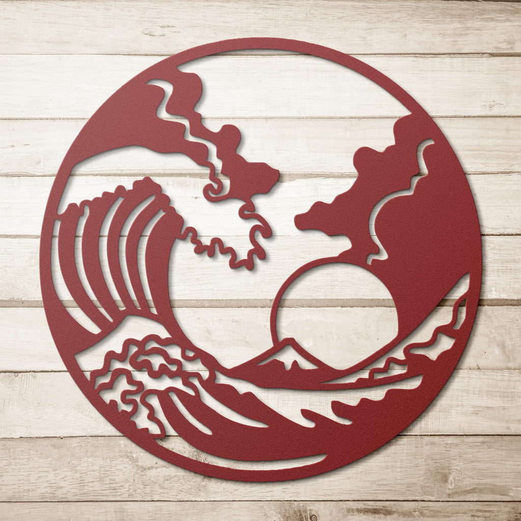 Wave Metal Wall Art, Japanese Coastal Decor