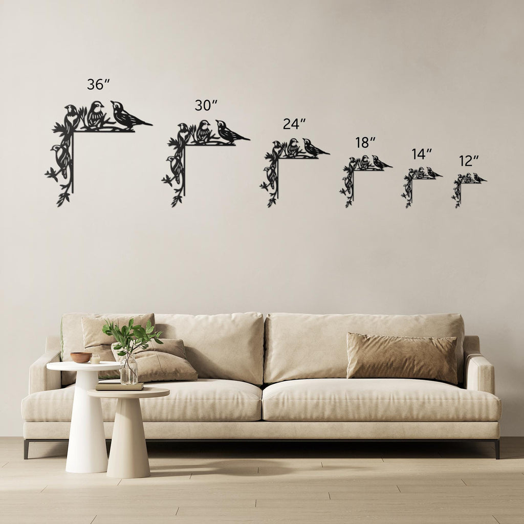 Bird Metal Door Corner Sign, Songbird Branch Decor, Nature Wall Art, Mother's Day Gift