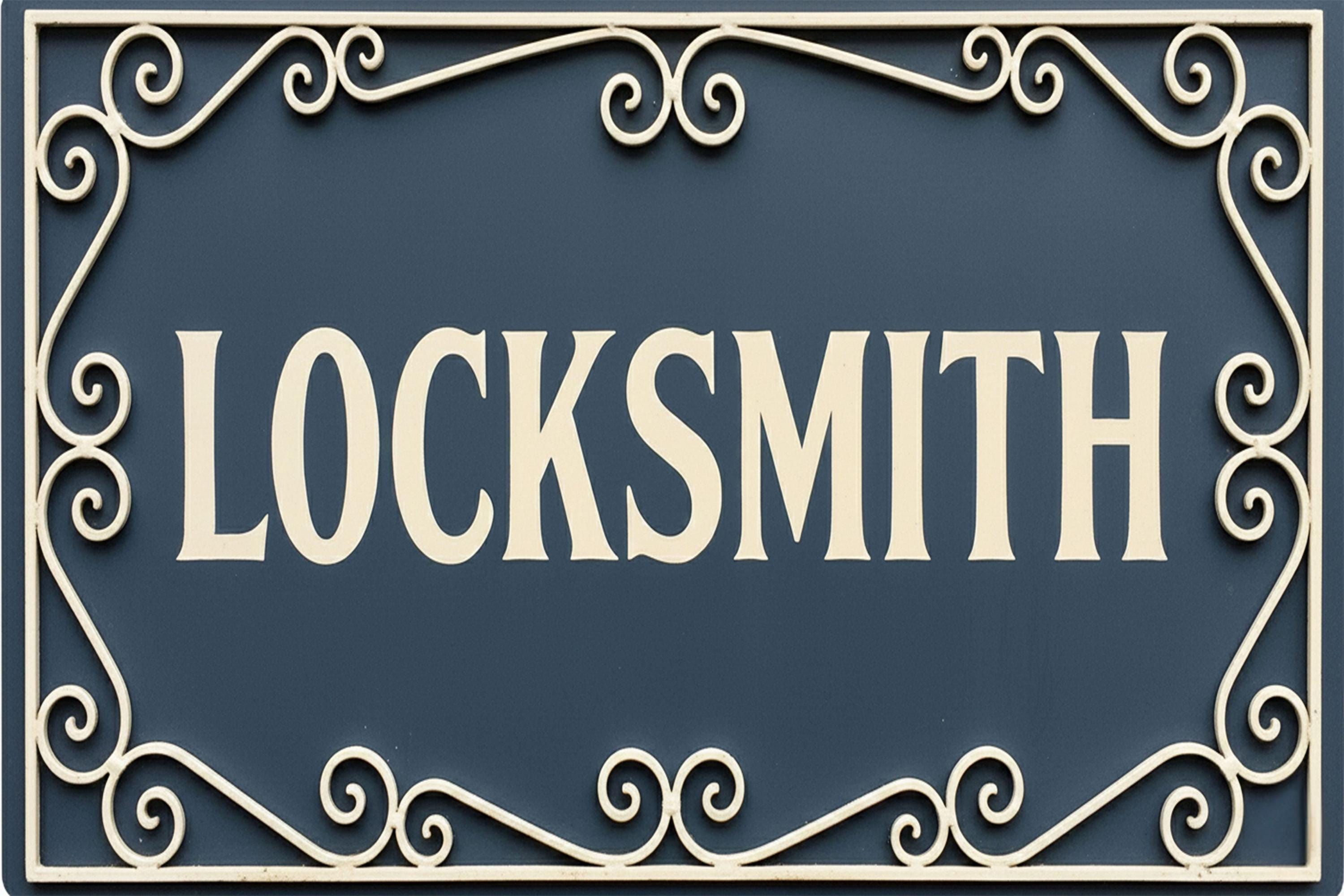 Elegant Locksmith Shop Sign, Key Maker Security Vintage Metal Plaque, Business Decor