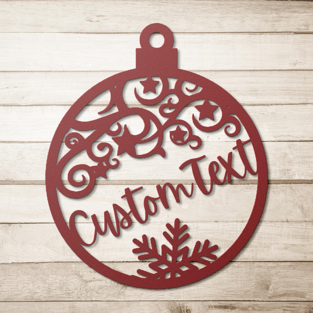 Personalized Christmas Ornament Metal Sign, Custom Family Name, Snowflake Decor