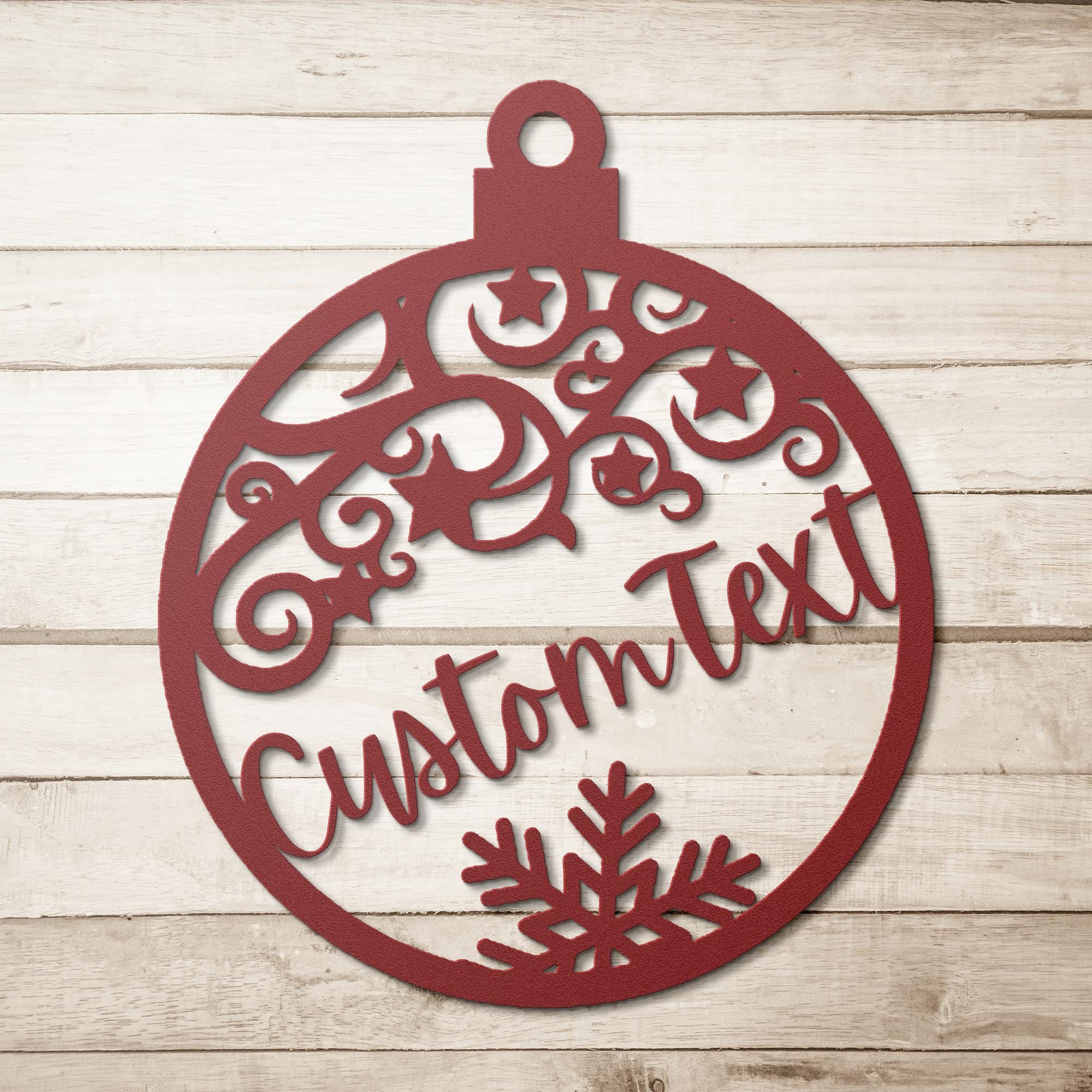 Personalized Christmas Ornament Metal Sign, Custom Family Name, Snowflake Decor