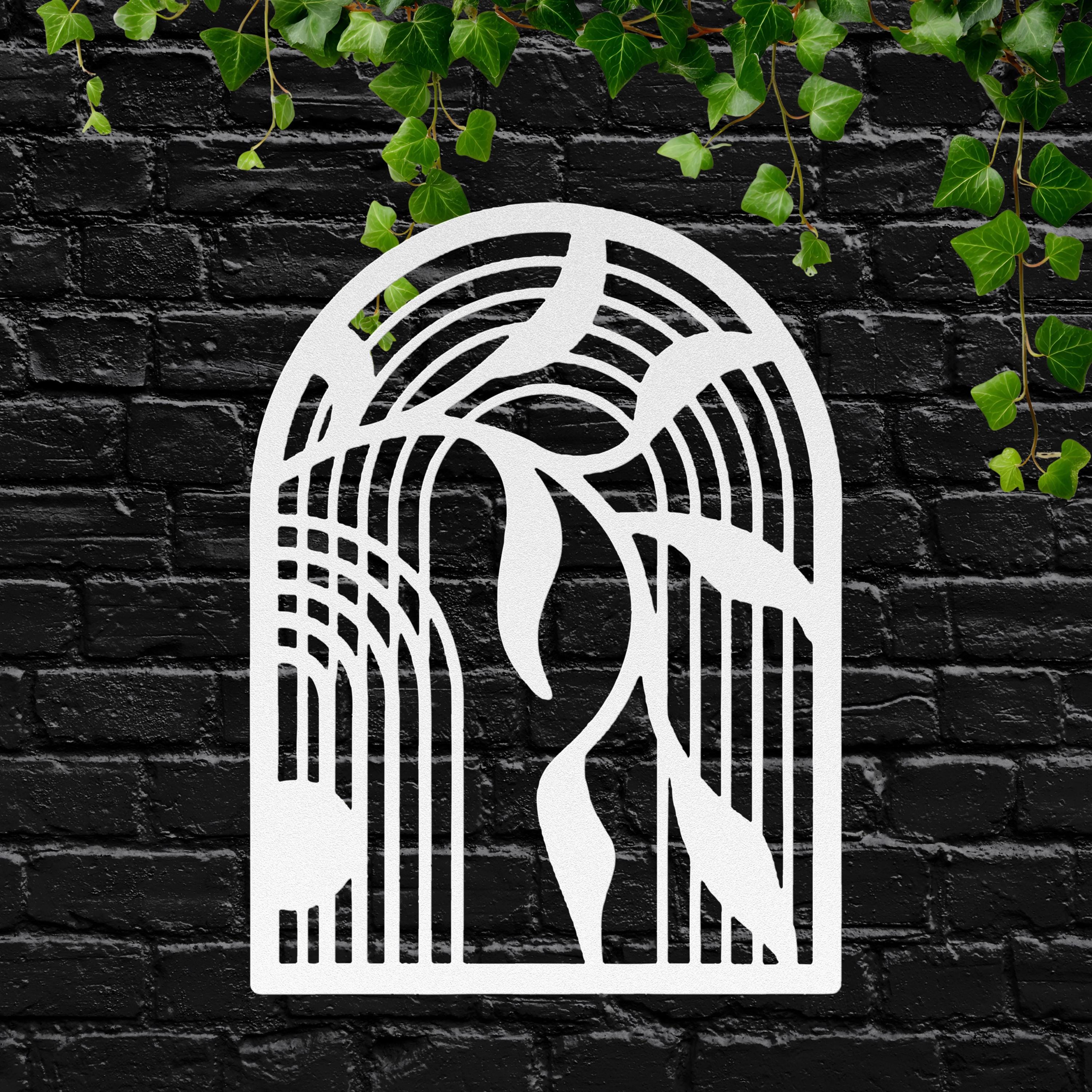 Modern Arch Metal Wall Art, Minimalist Leaf Design Sign, Nature Inspired Boho Home Decor