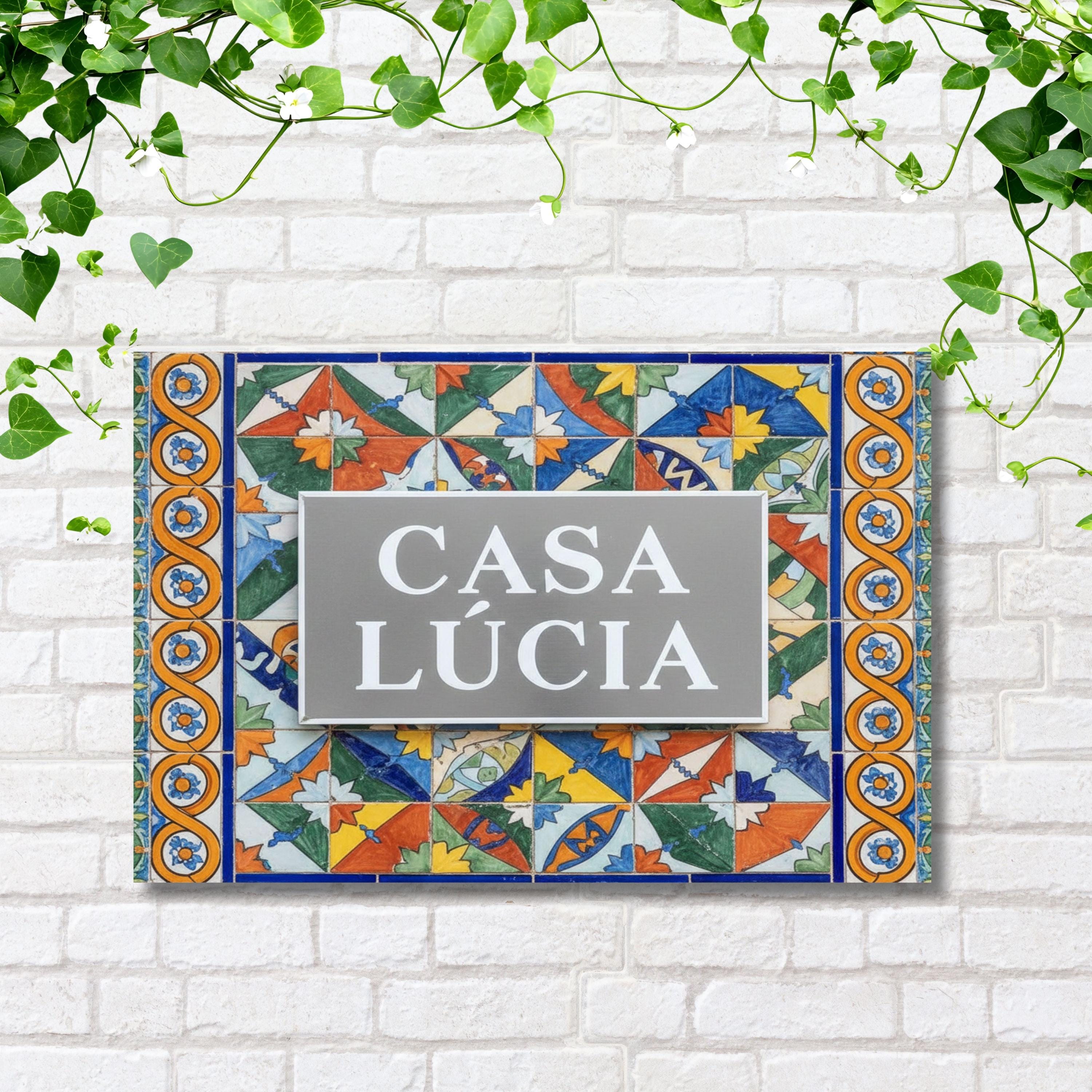 Personalized Metal Sign | Custom Outdoor Sign with Spanish Tile Art & Colorful Home Decor