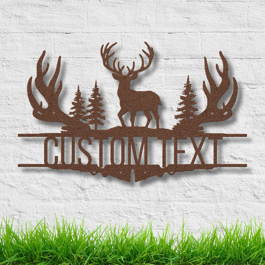 Personalized Deer Antler Metal Sign | Custom Hunting Cabin Decor | Rustic Woodland Hunter Gift