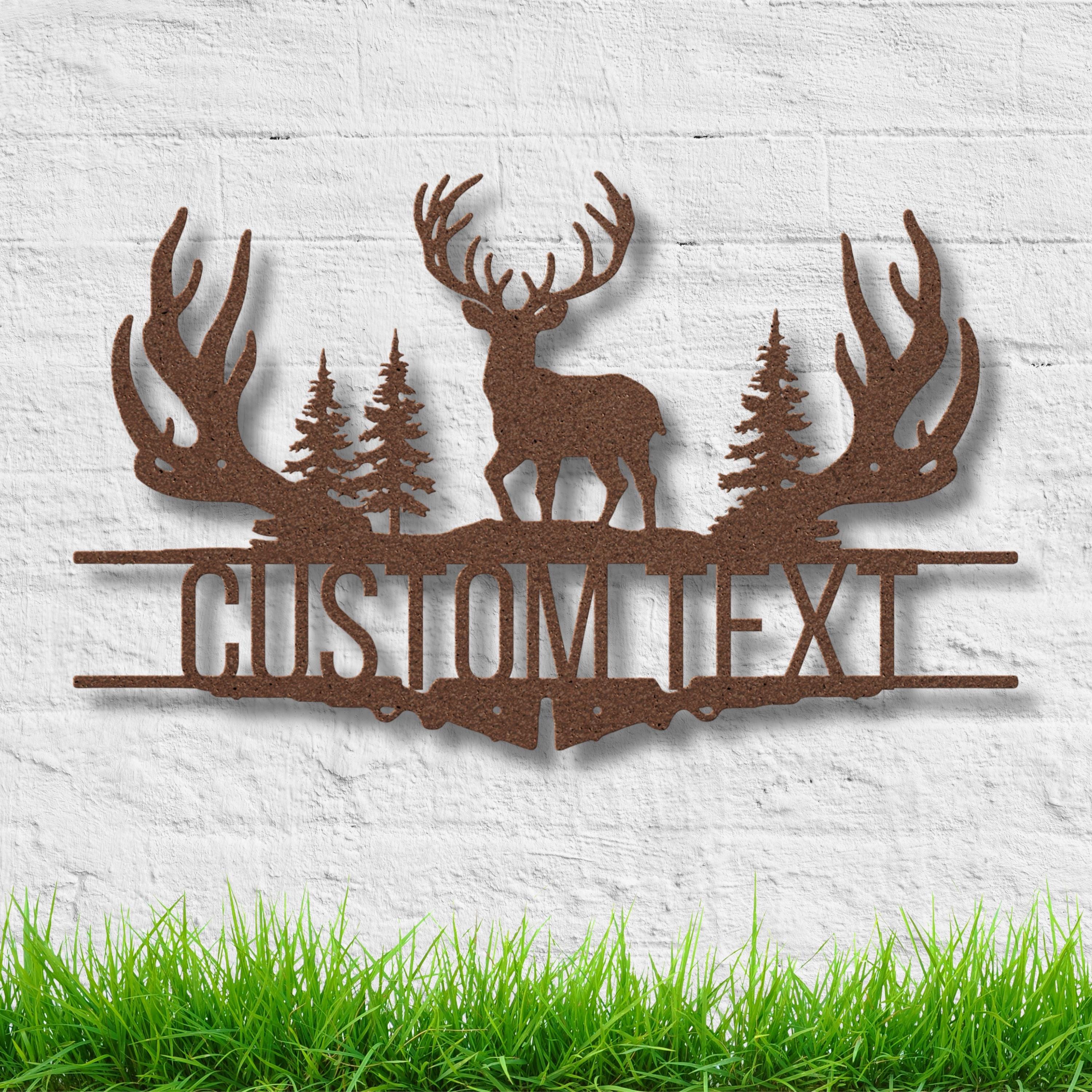 Personalized Deer Antler Metal Sign | Custom Hunting Cabin Decor | Rustic Woodland Hunter Gift