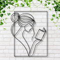Woman Reading Metal Wall Art, Minimalist Line Art, Librarian Gift