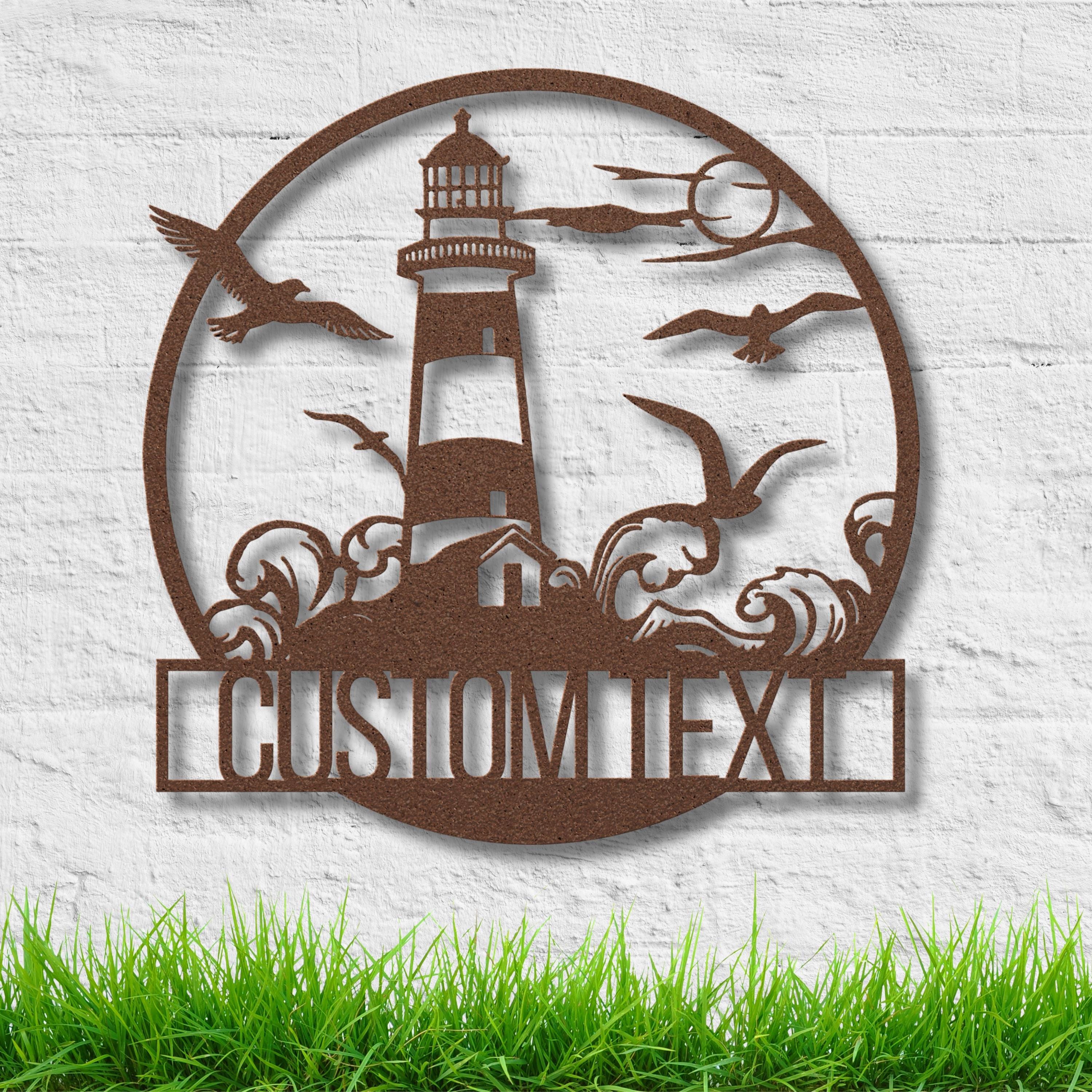 Personalized Lighthouse Metal Sign, Coastal Nautical Decor