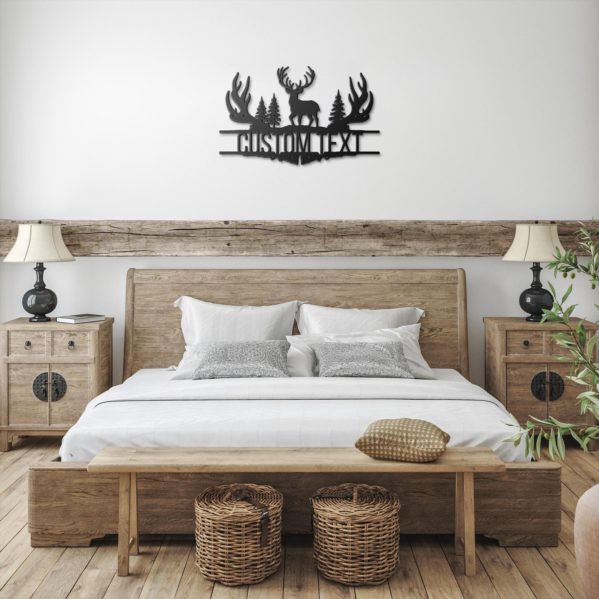 Personalized Deer Antler Metal Sign | Custom Hunting Cabin Decor | Rustic Woodland Hunter Gift