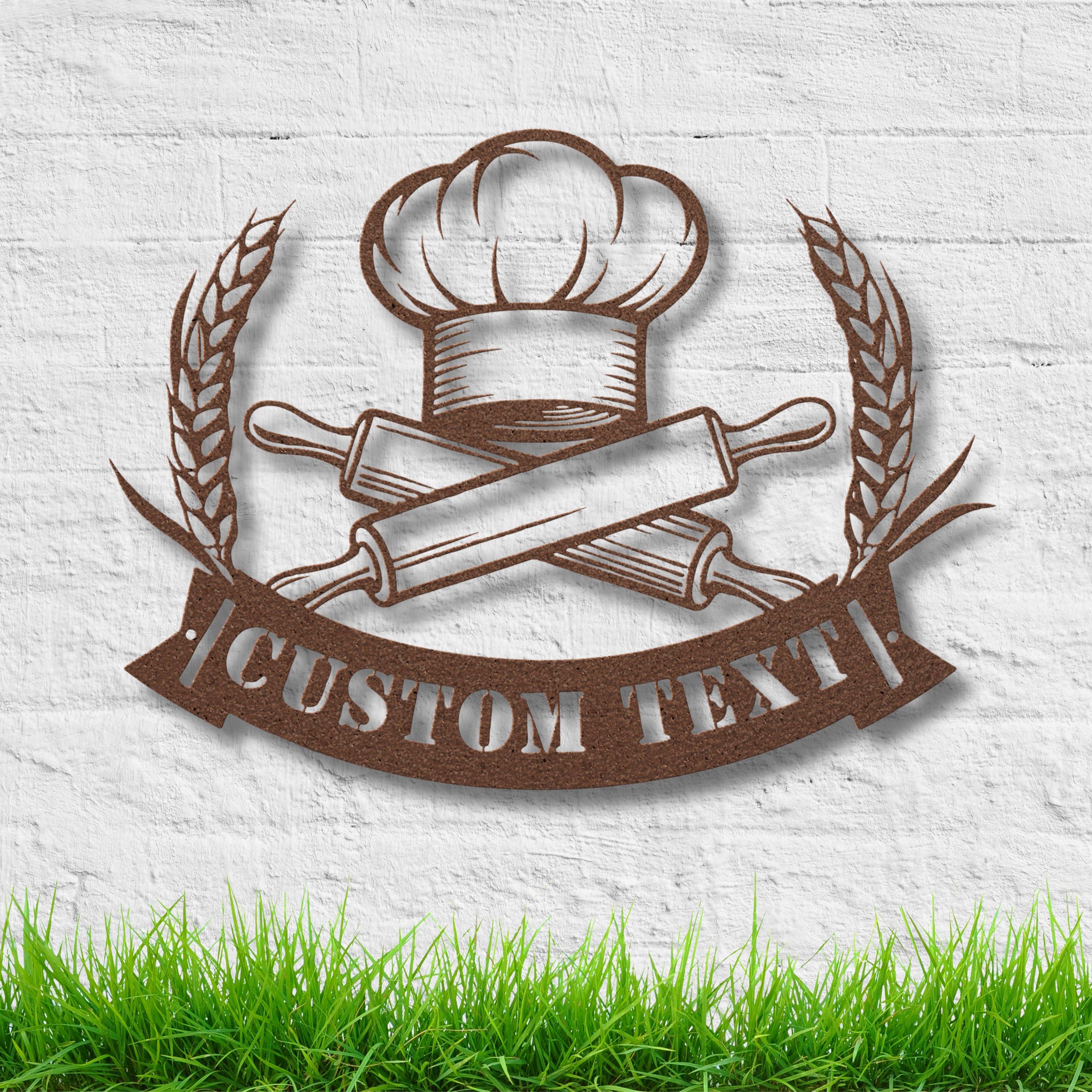 Personalized Baker Sign - Custom Kitchen Decor | Chef Metal Sign & Rolling Pin Art