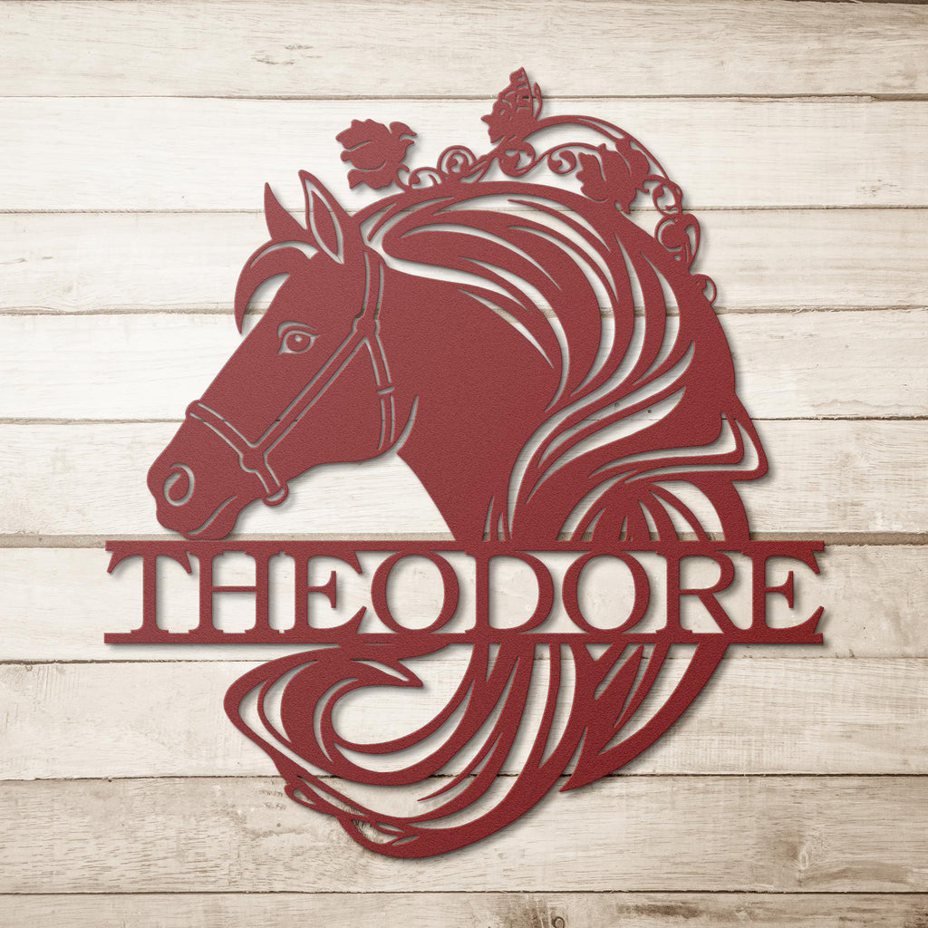Personalized Horse Head Metal Sign, Equestrian Name Plaque