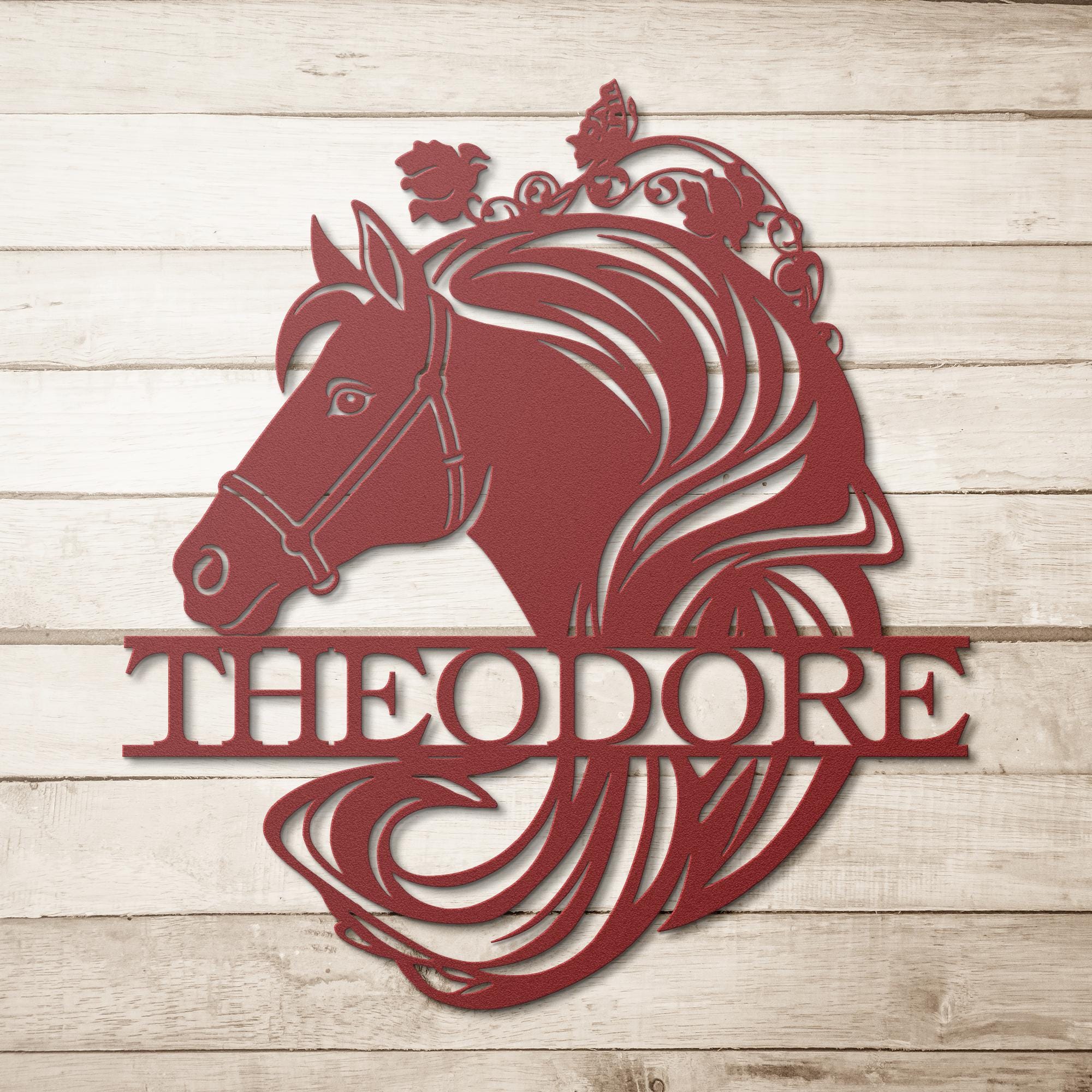 Personalized Horse Head Metal Sign, Equestrian Name Plaque