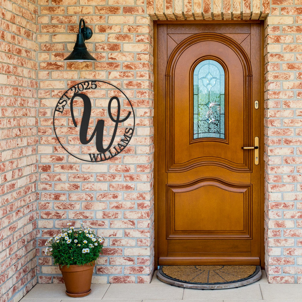 Family Monogram Sign - Personalized Metal Sign With Custom Initial Art & Established Date Decor