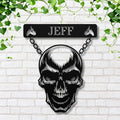 Personalized Skull Metal Sign, Custom Name Biker Wall Art, Gothic Decor, Man Cave Signage