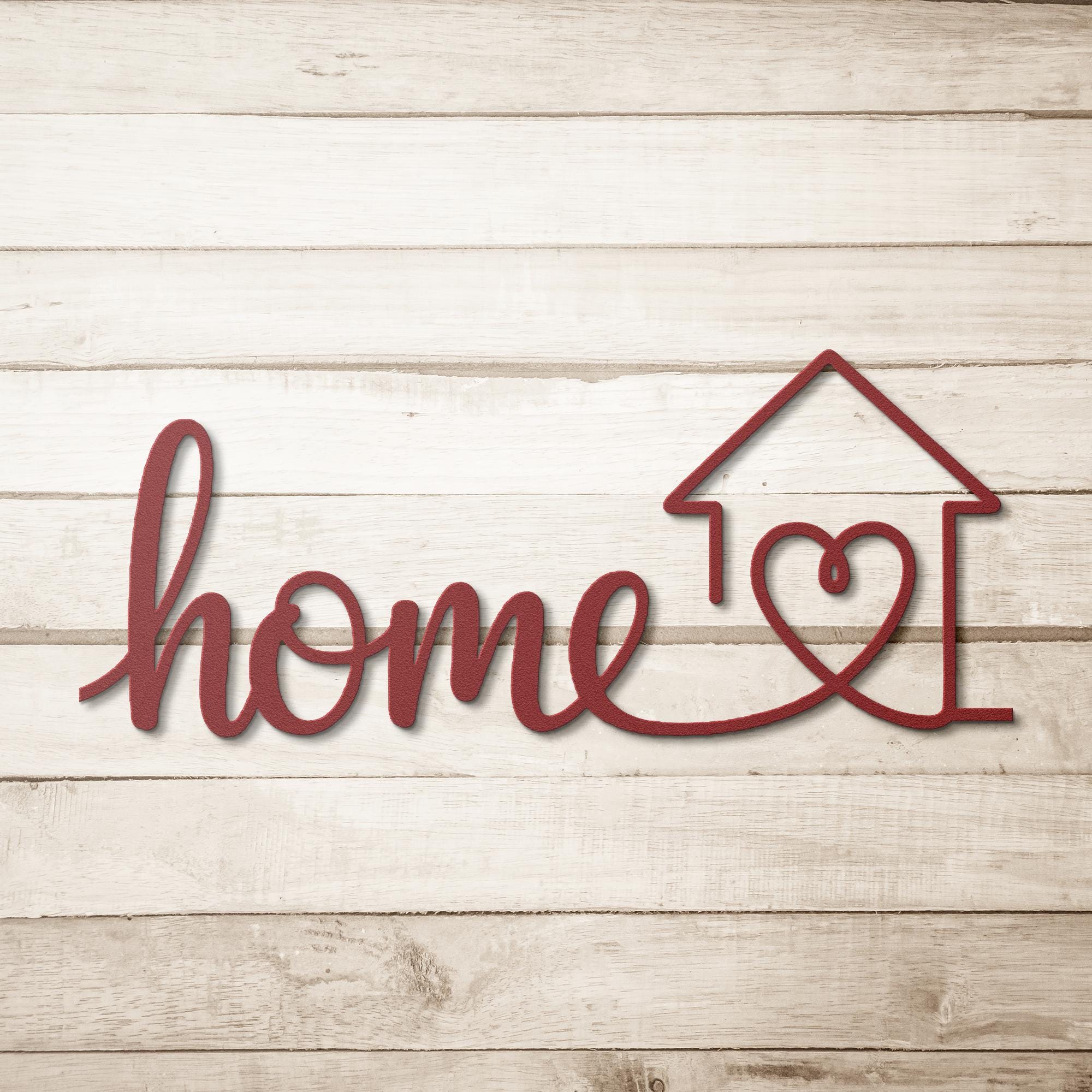 Home Heart Metal Wall Art, Die Cut Sign, Housewarming Gift, Minimalist Home Decor