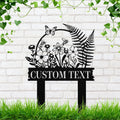 Die-Cut Meadow Flower Garden Sign, Personalized Butterfly & Bee Metal Stake, Custom Text Pollinator Patch Marker, Gardener Gift
