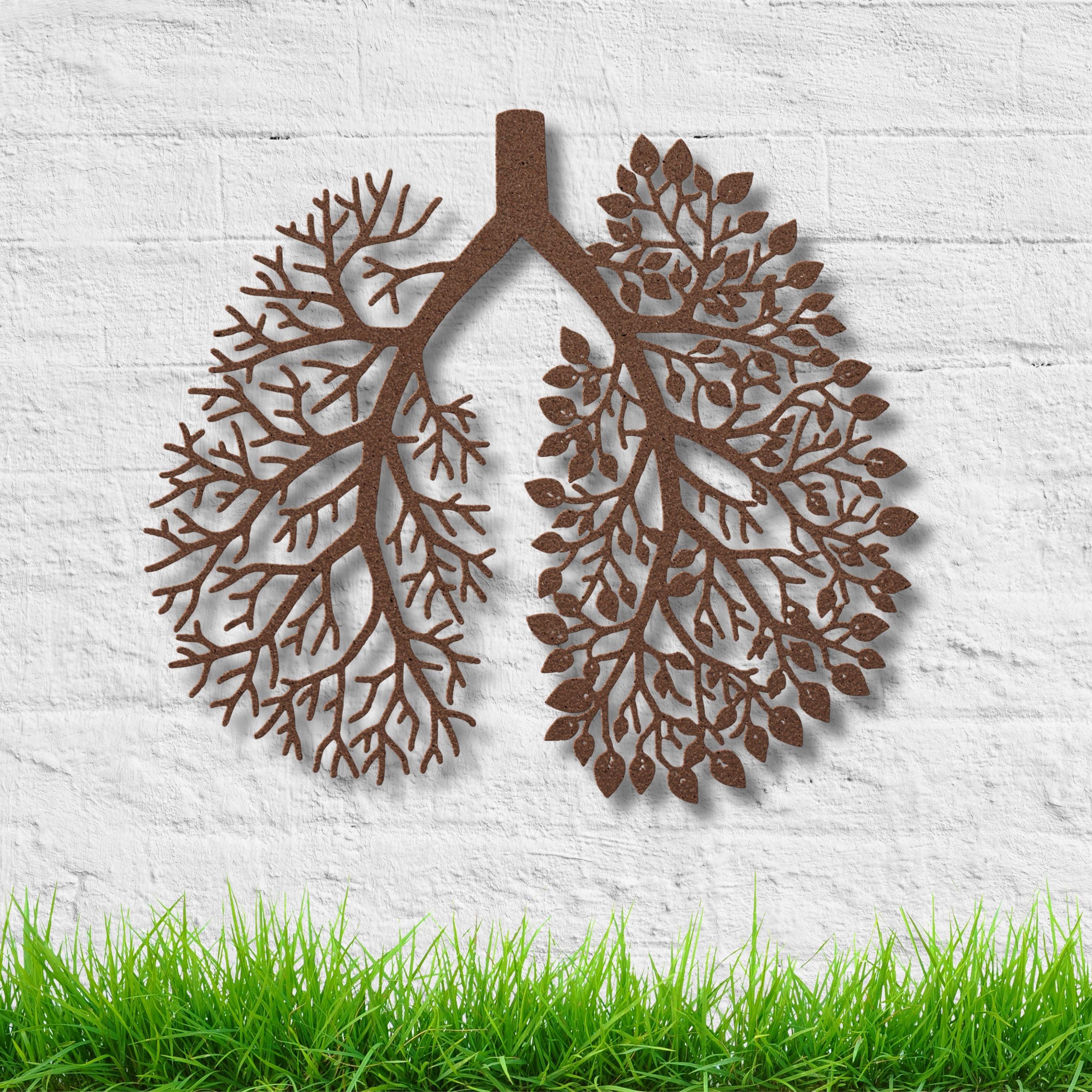 Tree Lungs Die-Cut Metal Wall Art: Nature Inspired Breathing Lungs Sign, Botanical Anatomy, Arborist Gift, Sustainable Decor