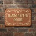 Rustic Handcrafted Goods Sign, Artisan Shop Metal Plaque, Home Decor Craft Show Display