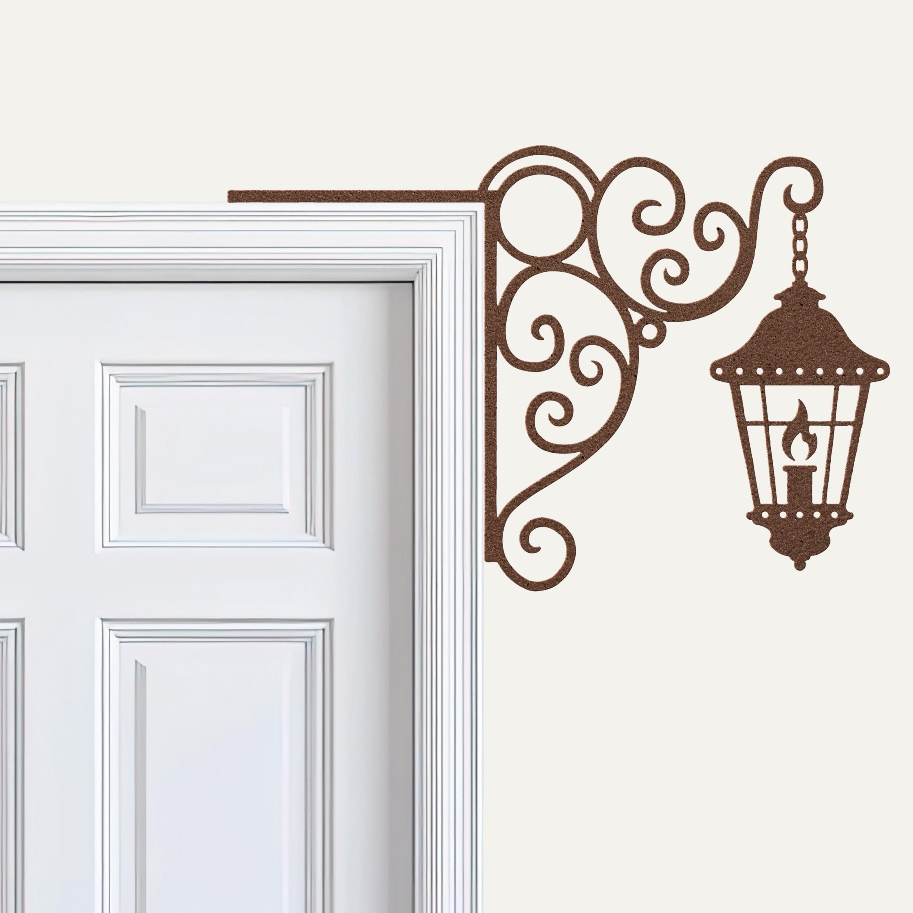 Vintage Lantern Decor - Classic Scrollwork Metal Wall Art | Elegant Door Corner Sign