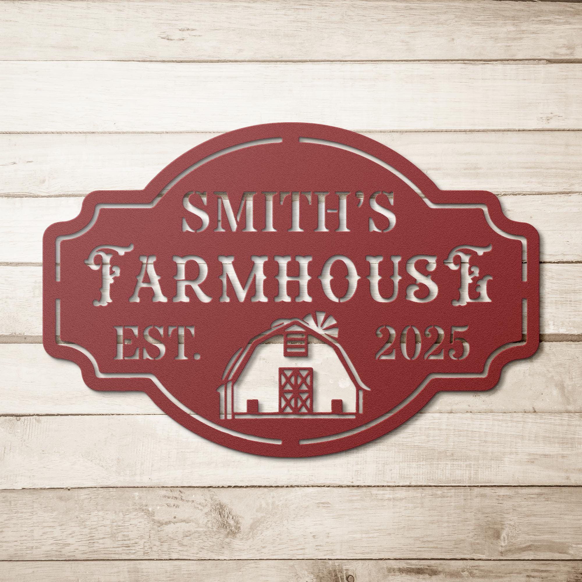 Personalized Farmhouse Sign – Custom Metal Sign with Family Barn Plaque & Established Date