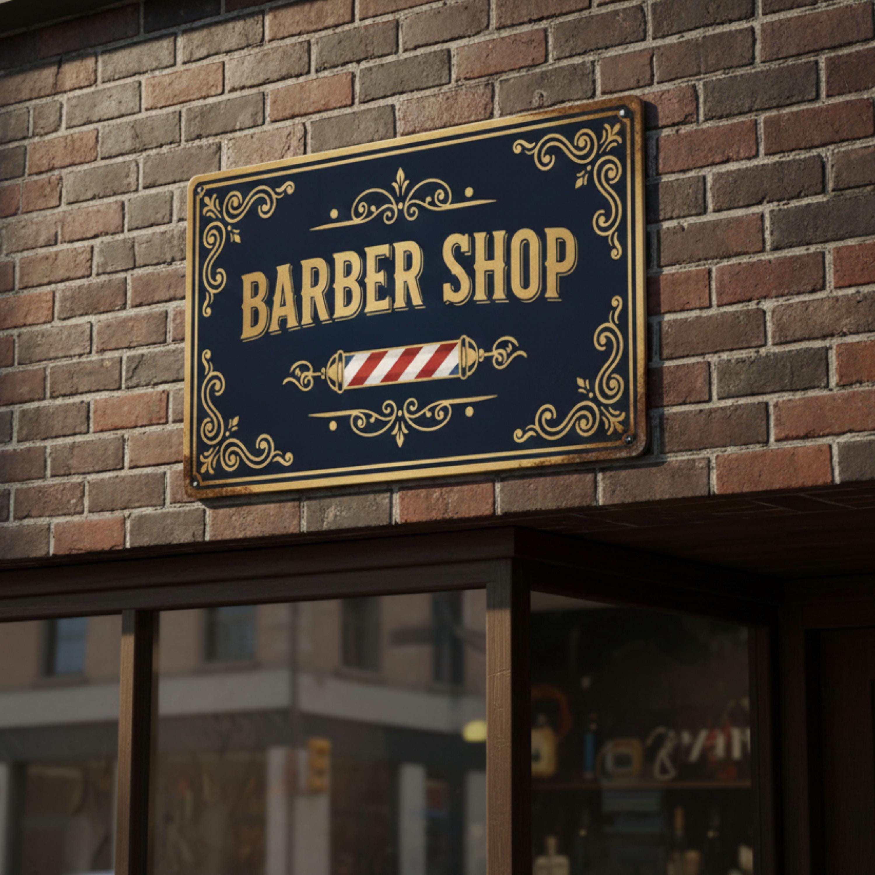 Vintage Barber Shop Sign - Classic Barber Decor | Retro Shave Cut Metal Wall Art