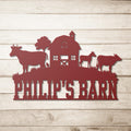 Custom Farmhouse Metal Sign: Personalized Barn, Animals, Family Name