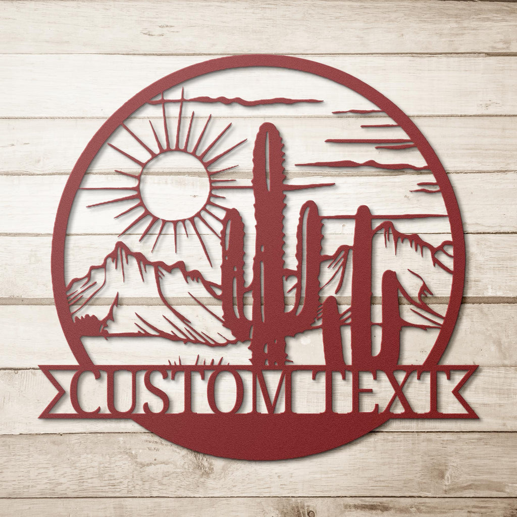 Custom Desert Metal Sign - Personalized Cactus & Saguaro Artwork for Southwest Wall Art