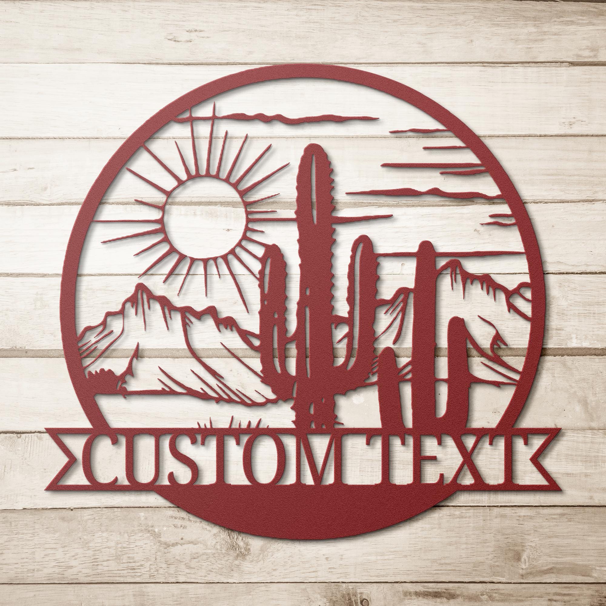 Custom Desert Metal Sign - Personalized Cactus & Saguaro Artwork for Southwest Wall Art