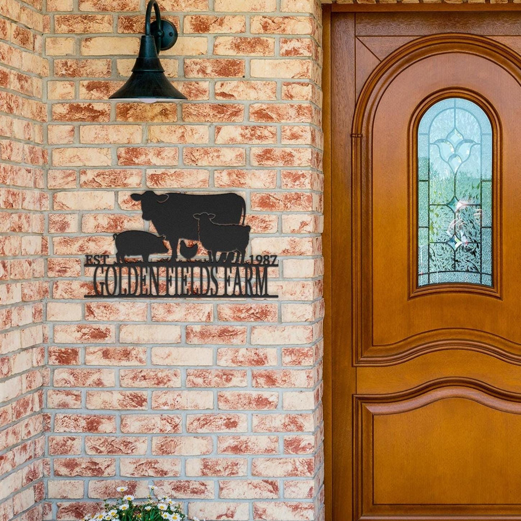 Custom Metal Farm Sign: Ranch Name, Livestock Silhouette, Outdoor Decor