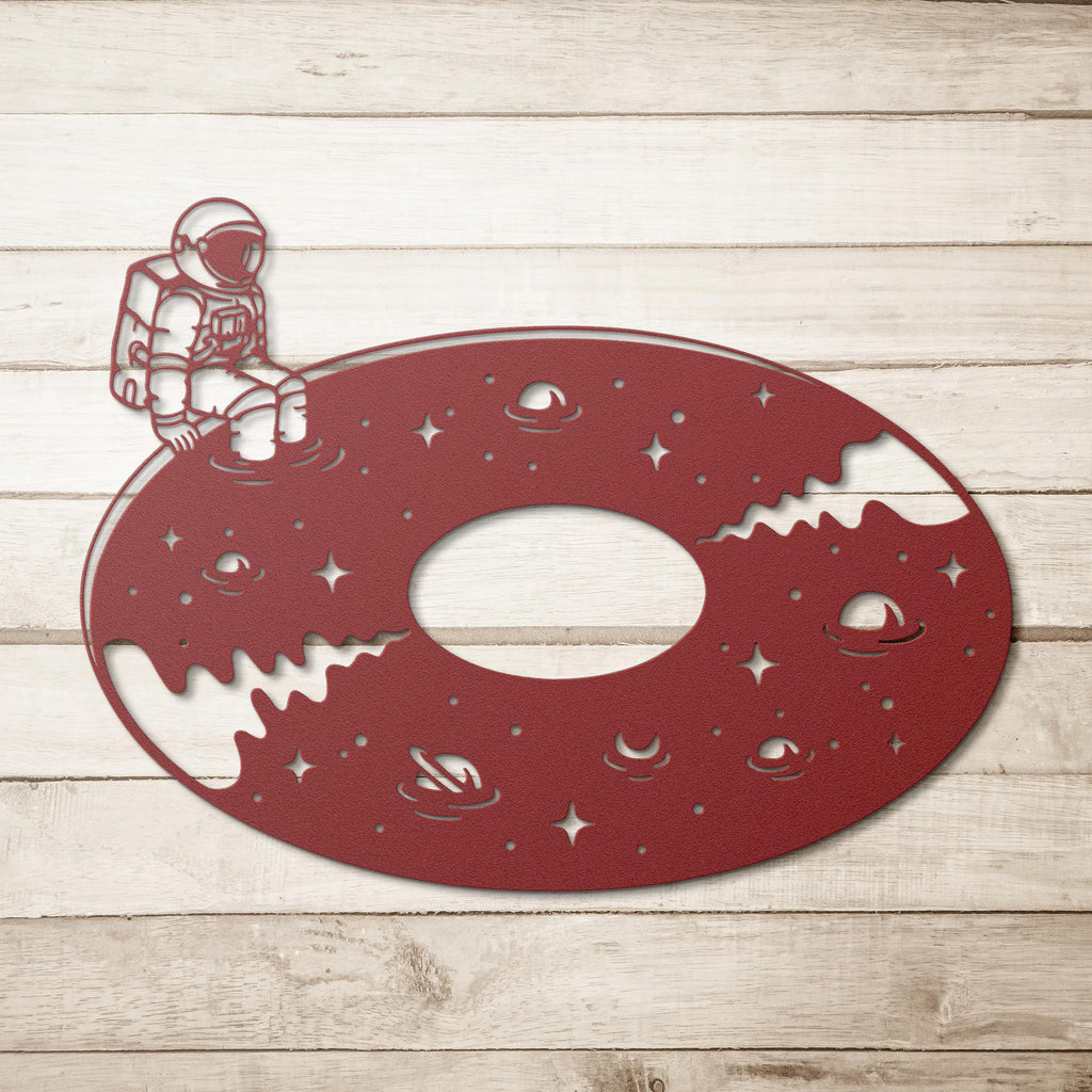 Astronaut Metal Art - Cosmic Sci-Fi Decor | Vinyl Record Wall Sculpture