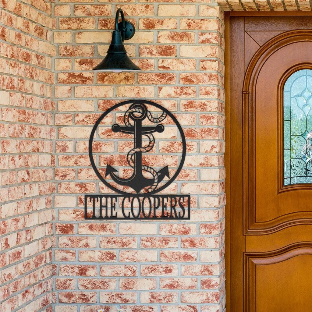 Custom Metal Anchor Sign: Nautical Coastal Outdoor Decor