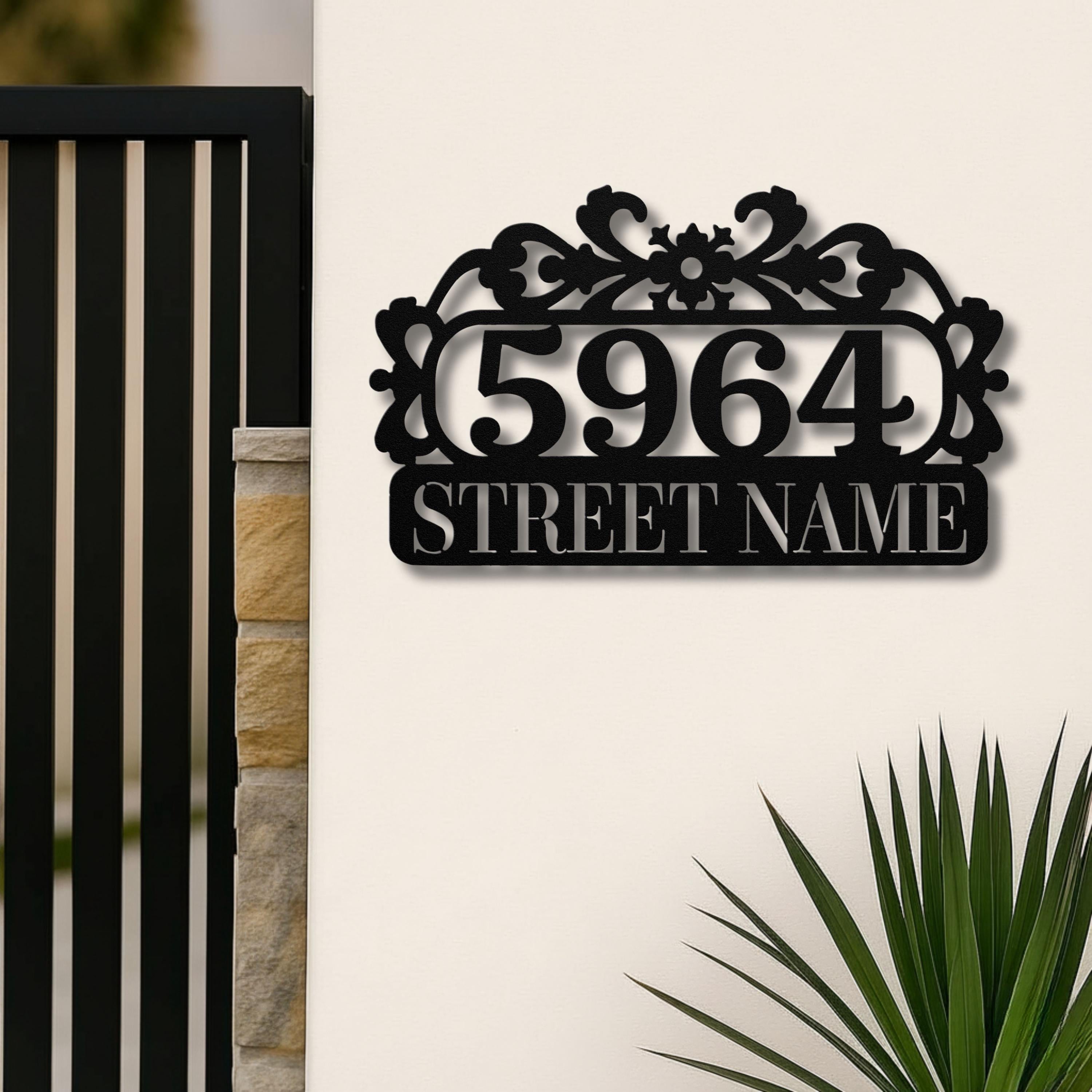 Custom House Number Sign – Ornate Metal Address Plaque | Rustic Curb Appeal Decor