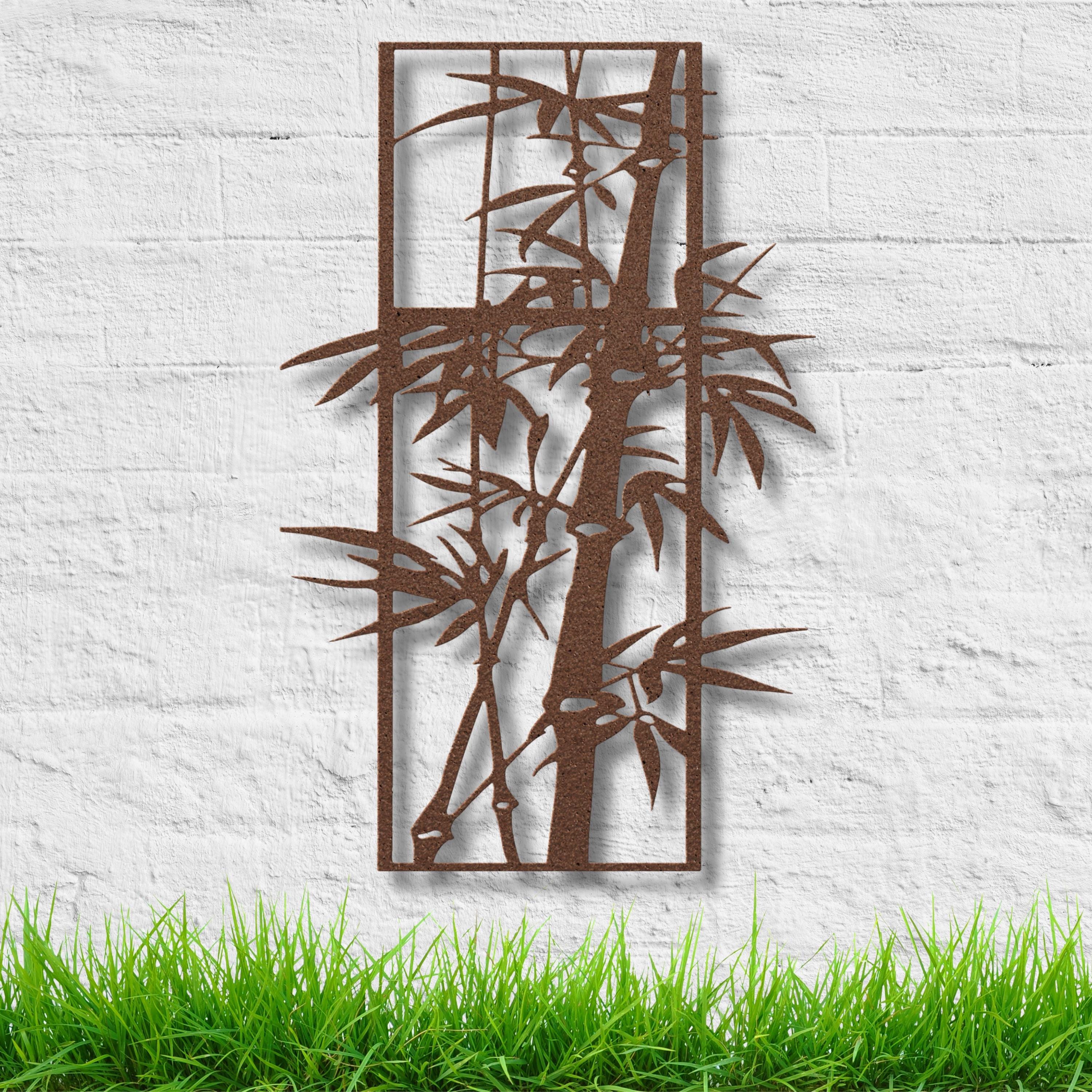 Bamboo Metal Wall Art, Zen Garden Decor, Asian Inspired Sign, Tropical Leaf Wall Art