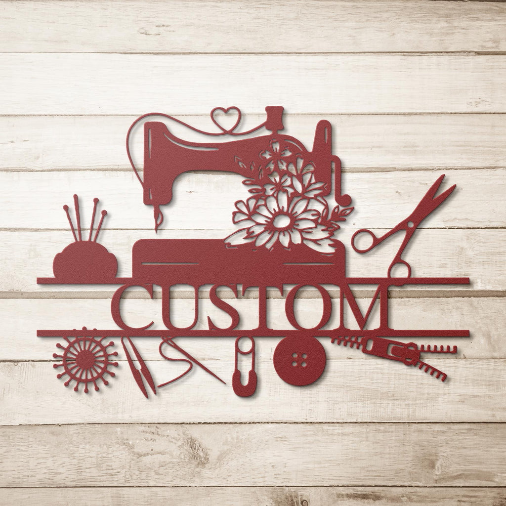 Custom Sewing Machine Metal Sign, Craft Room Decor
