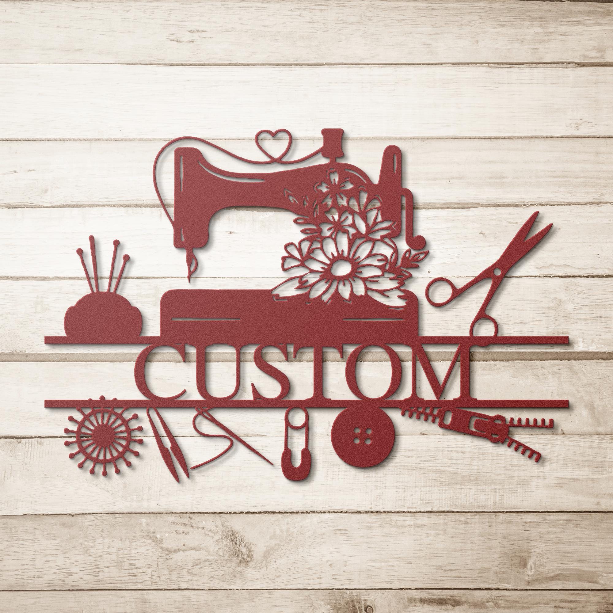 Custom Sewing Machine Metal Sign, Craft Room Decor