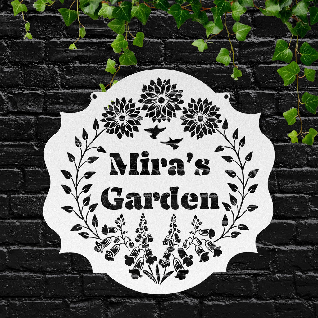 Personalized Metal Garden Sign | Floral Name Welcome Plaque