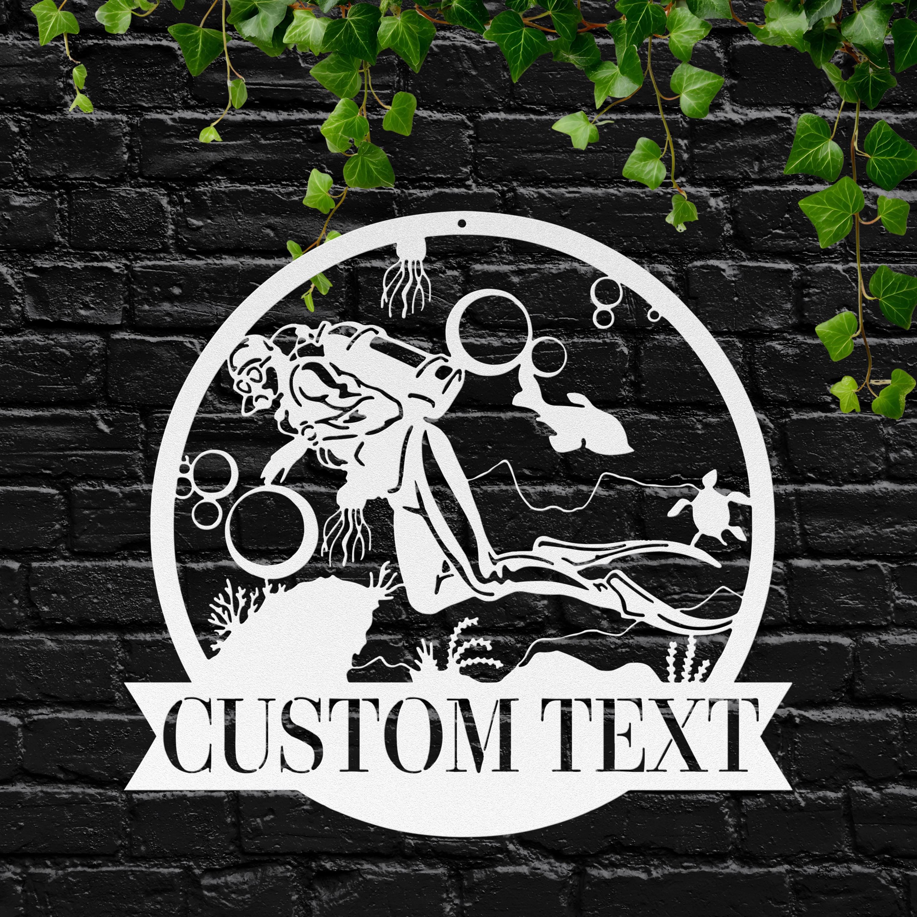 Personalized Scuba Diver Art - Custom Dive Sign | Ocean Wall Decor & Sea Turtle Gift