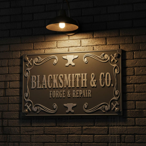 Blacksmith & Co. Metal Sign, Vintage Forge And Repair Art, Distressed Workshop Decor Gift