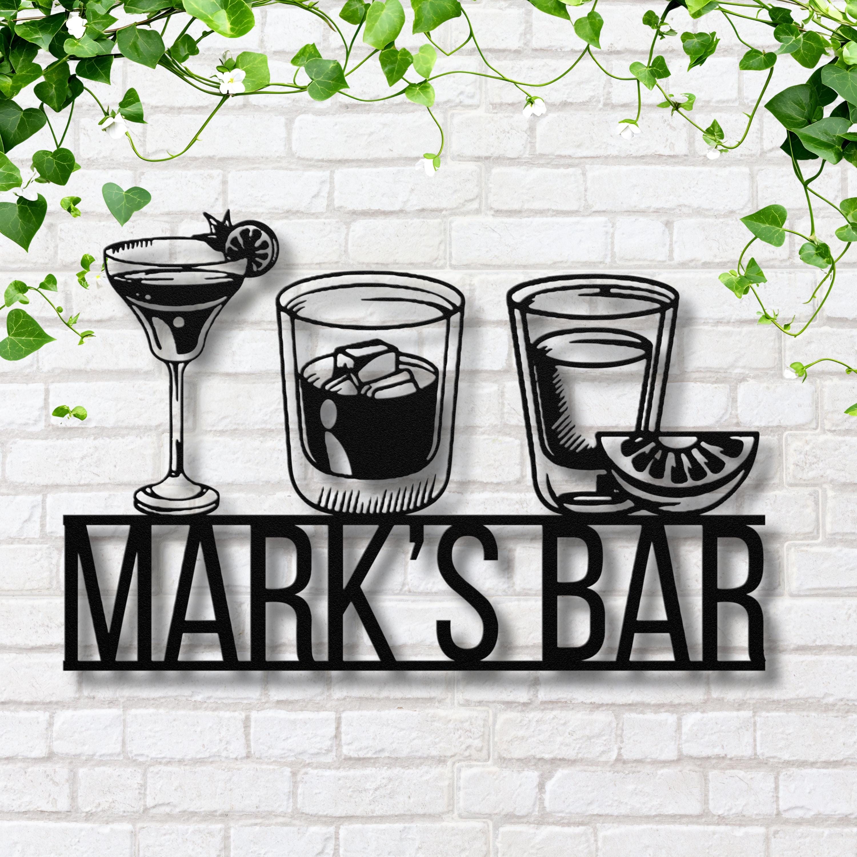 Personalized Bar Metal Sign | Custom Home Bar Wall Decor | Cocktail Drinks Man Cave Gift