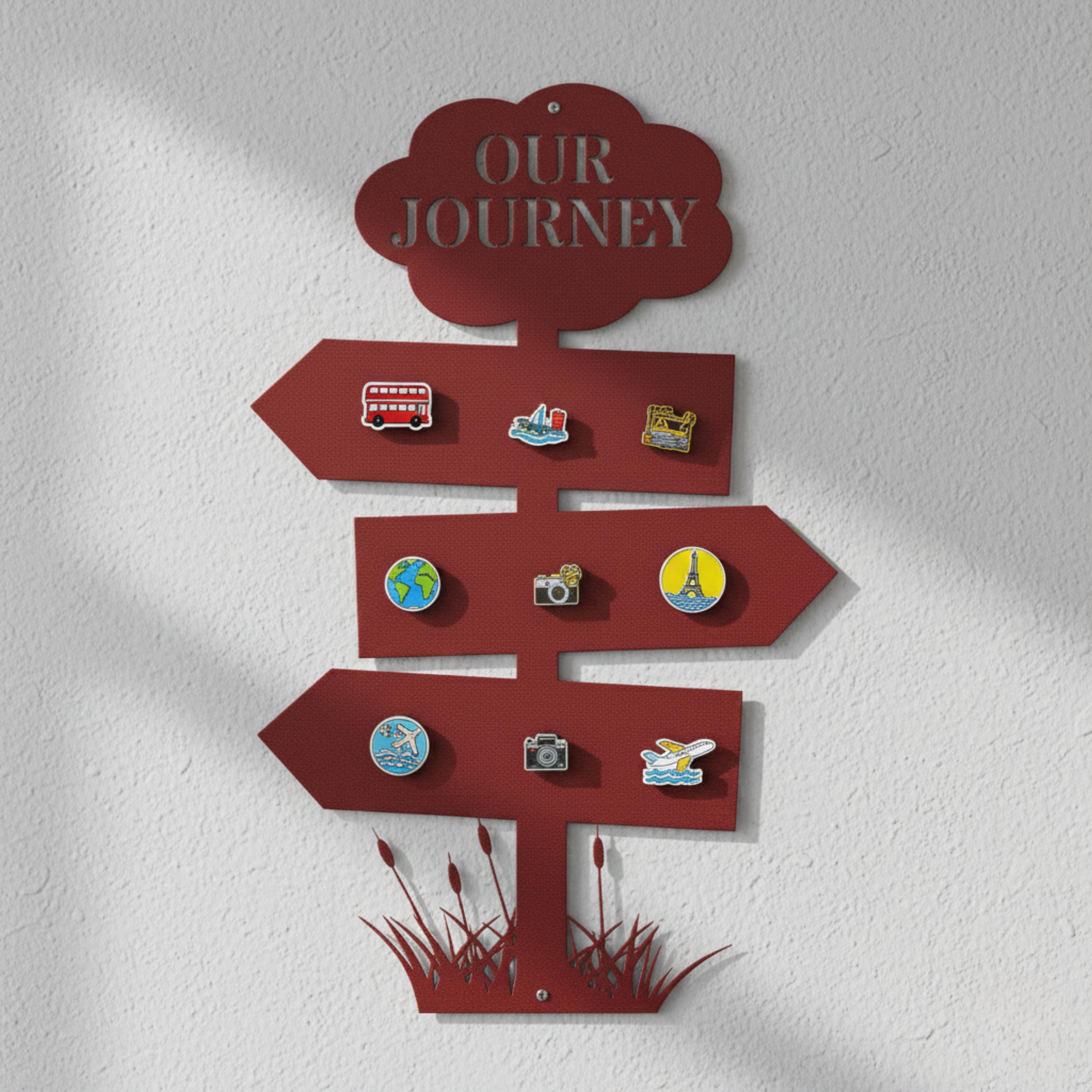 Personalized Our Journey Travel Sign, Custom Metal Magnet Board, Adventure Souvenir