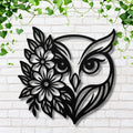 Floral Owl Metal Wall Art, Boho Nature Die Cut Sign, Wise Owl Decor, Flower Lover Gift